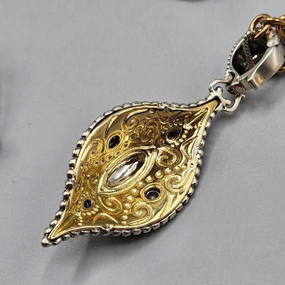 Carolyn Pollack 925 Brass Copper Necklace Bracelet Set Filigree Teardrop Silver - Picture 9 of 15